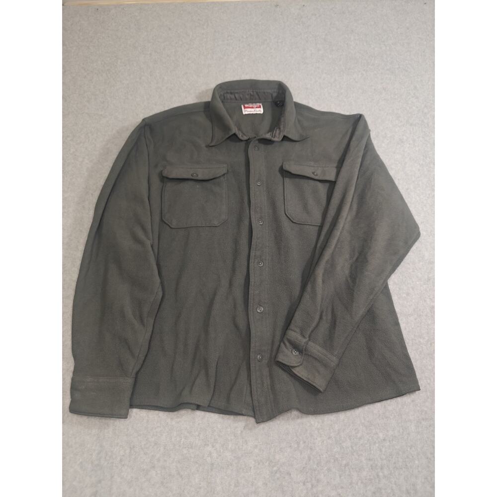 Wrangler Men’s Fleece Button Up Shirt Gray Long Sleeve Size L